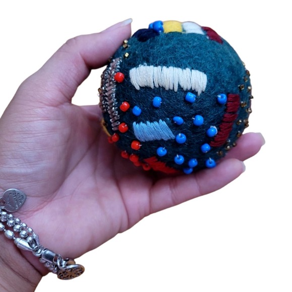 WEST ELM Beaded Felt Ball Ornament - Picture 6 of 6